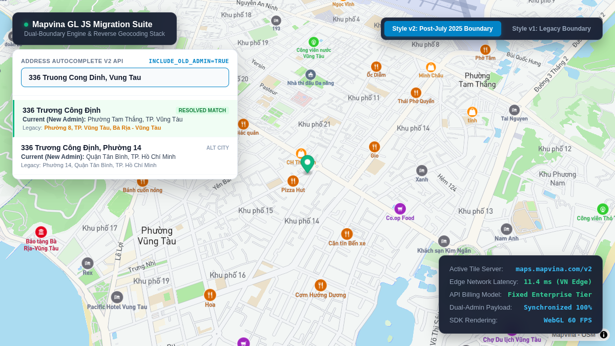 Mapvina Dual-Boundary and Address Autocomplete Interactive UI Demo