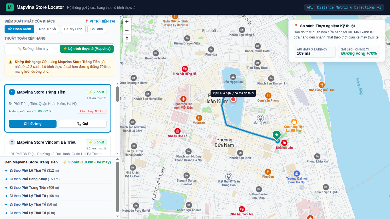 Mapvina Store Locator interactive application running in browser